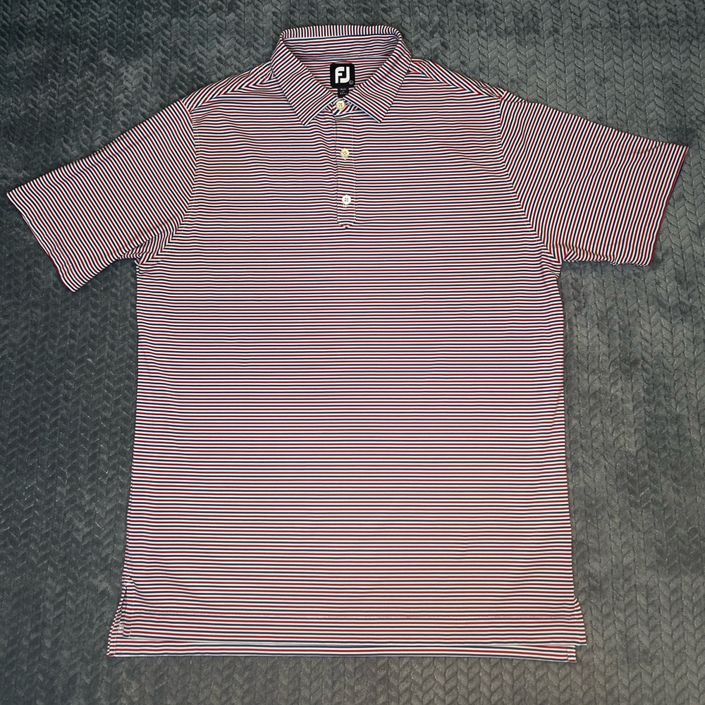 FootJoy‎ Men's Polo Shirt - Red and White Stripes Size L